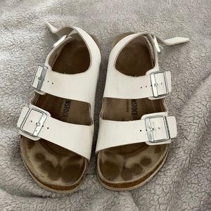 White Birkenstock’s with back strap